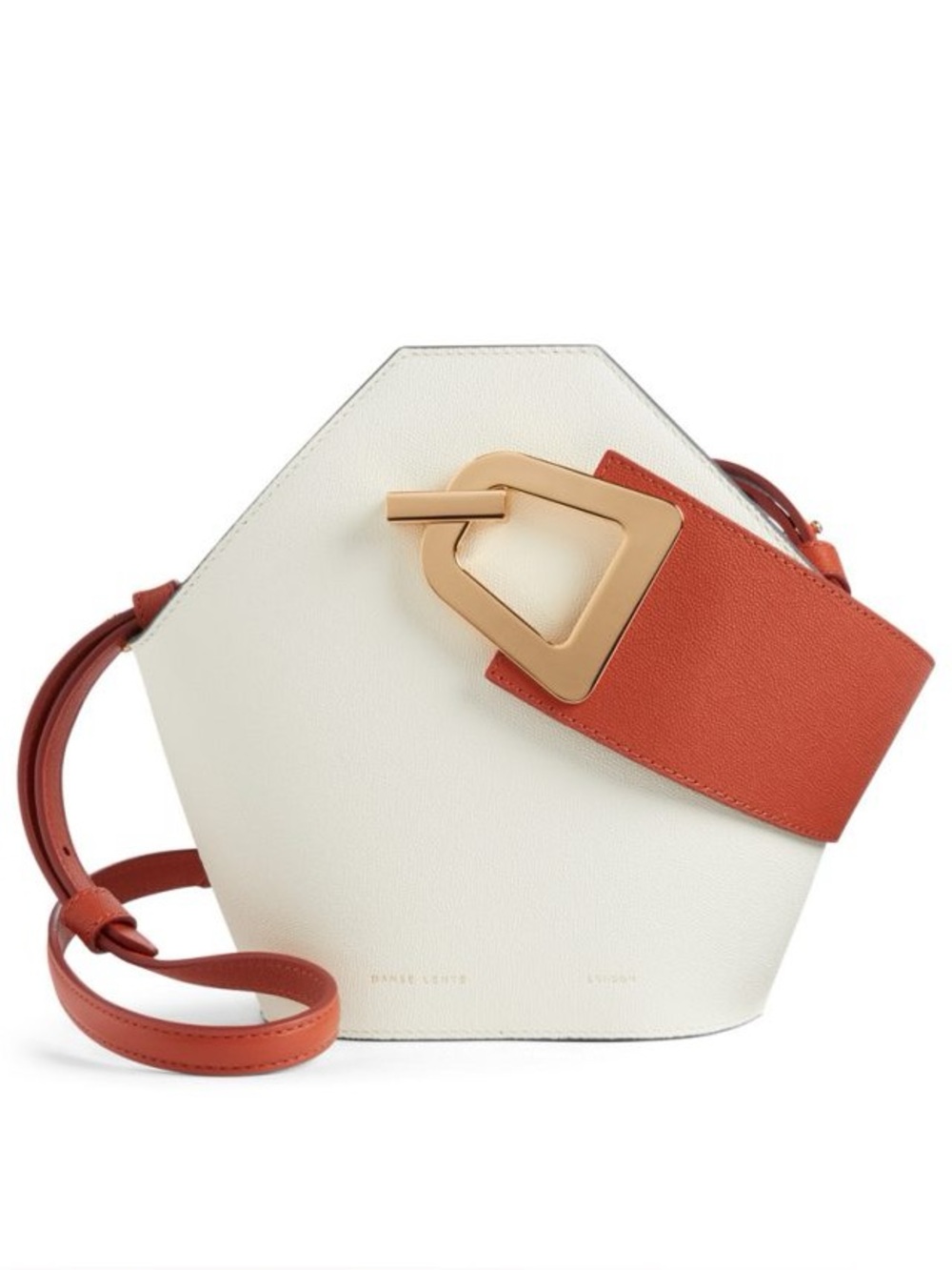 DANCE LENTE Leather Shoulder  Bucket Two-Tone Geometric Crossbody Bag